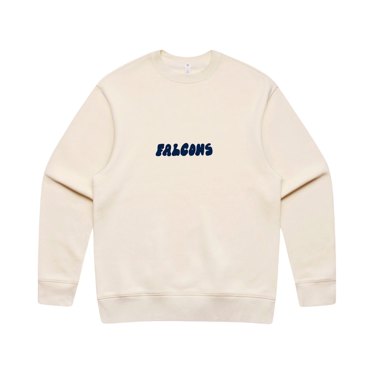 Darebin Falcons limited edition graphic crew neck in cream, designed by player Carina